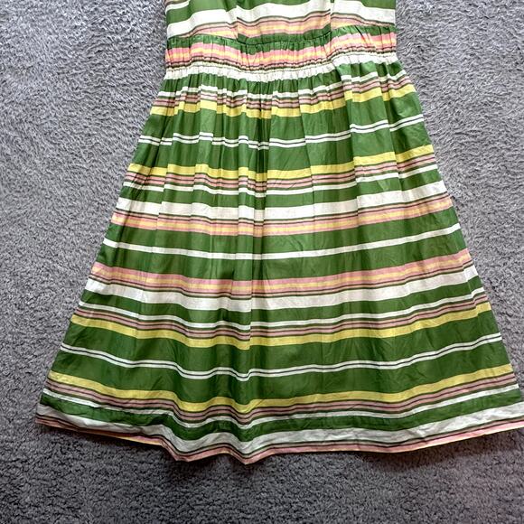 Boden Women's Size 2R Sleeveless Dress Green Pink Stripes Lined Pockets Casual - Picture 4 of 10